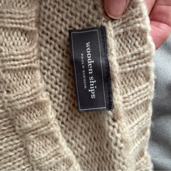 Wooden Ships Skull Design Beige Open Knit Sweater, size XL - Picture 10 of 10